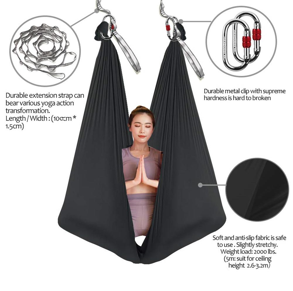 5*2.8m Aerial Yoga Hammock Set Fitness Yoga Stretch Anti-gravity Swing