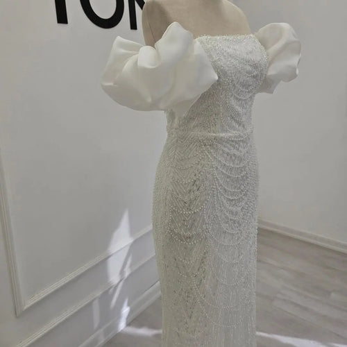 Elegant Mermaid Evening Dress with Dubai Pearls Off-the-Shoulder Long