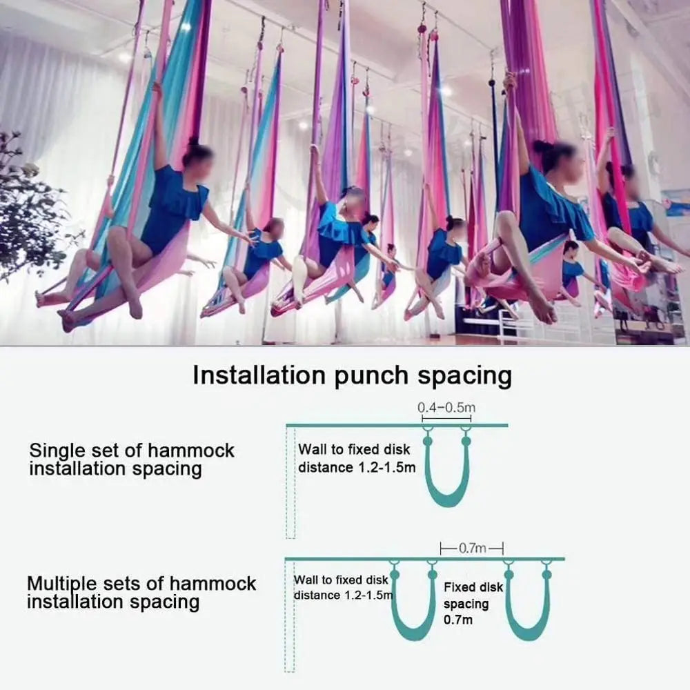 Aerial Yoga Hammock Set Fitness Pilates Silk Fabric Yoga Swing 5.5