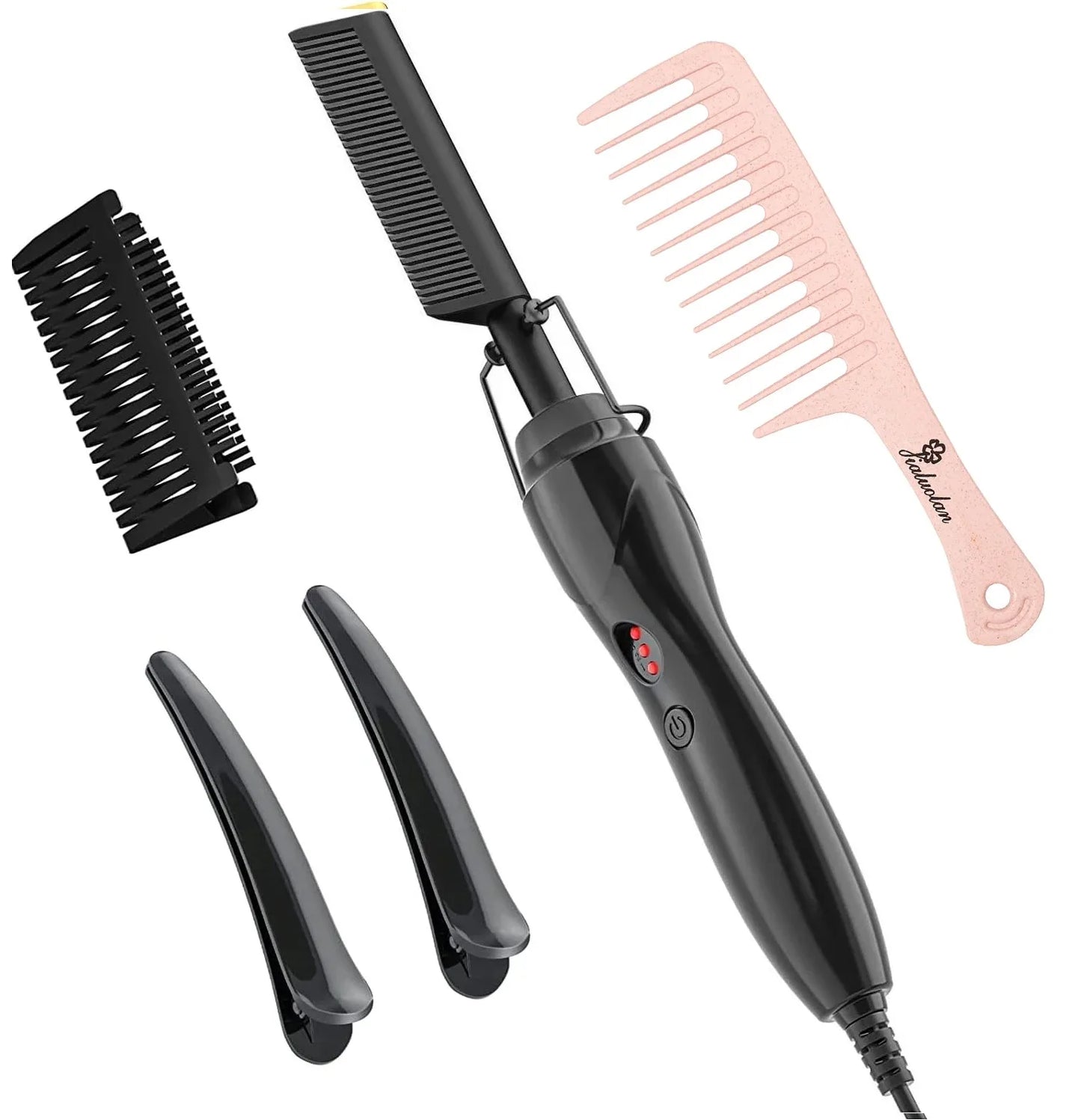 Ceramic Heating Hair Straightener Comb Ceramic Coating with 3 Heat Levels & Anti-Frizz for Natural Hair Beard Wigs and Curling