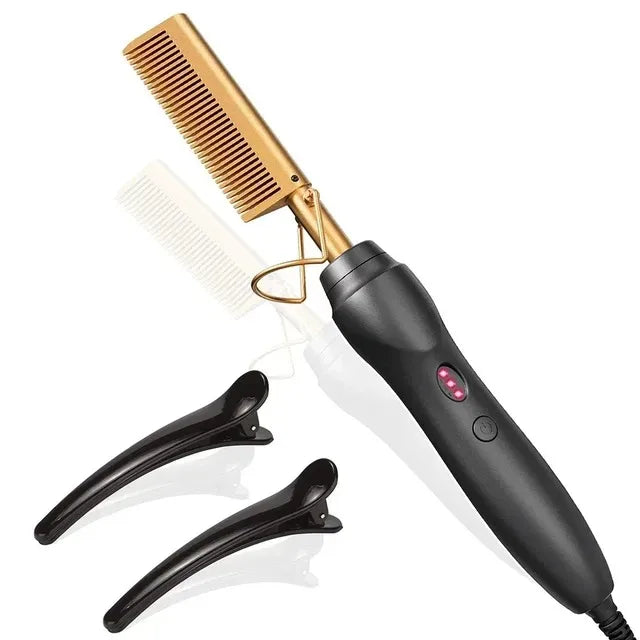 Ceramic Heating Hair Straightener Comb Ceramic Coating with 3 Heat Levels & Anti-Frizz for Natural Hair Beard Wigs and Curling