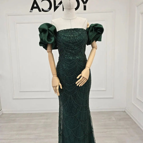 Elegant Mermaid Evening Dress with Dubai Pearls Off-the-Shoulder Long