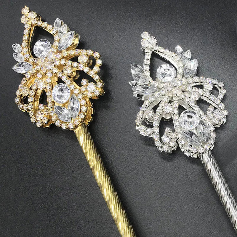 Bling Crystal Scepter Wand Gold/Silver Color Tiaras and Crowns Sceptre