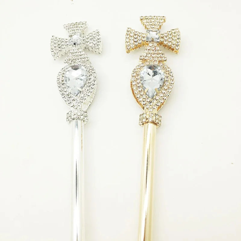 Bling Crystal Scepter Wand Gold/Silver Color Tiaras and Crowns Sceptre