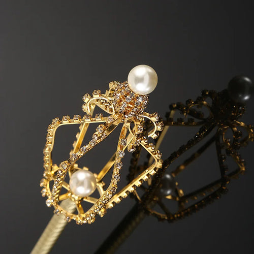 Bling Crystal Scepter Wand Gold/Silver Color Tiaras and Crowns Sceptre