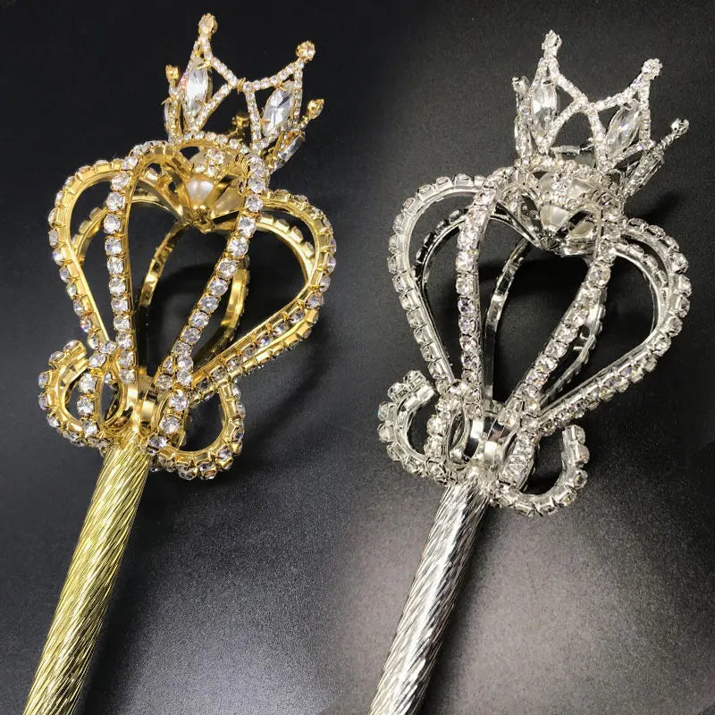 Bling Crystal Scepter Wand Gold/Silver Color Tiaras and Crowns Sceptre