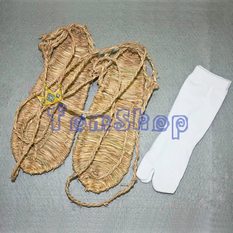 BLEACH COSTUMES HAND-MADE STRAW SANDALS SLIPPER SHOES + FREE SOCKS