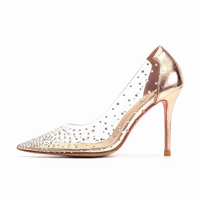 2024 Spring Office Ladies Sexy Pumps Woman PVC Transparent Thin High