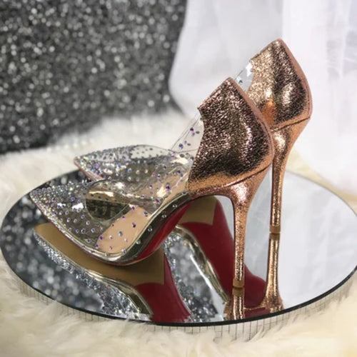 2024 Spring Office Ladies Sexy Pumps Woman PVC Transparent Thin High