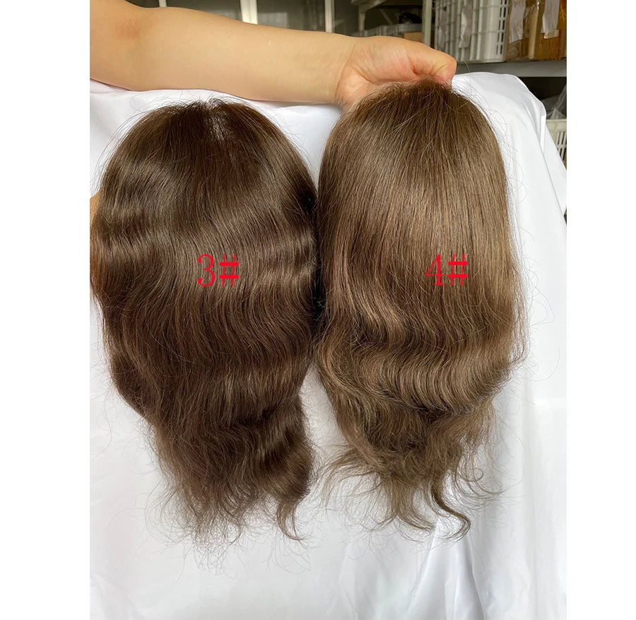 12" Long Toupee For Men 100% Virgin Human Hair Replacement System for Men 10"x8" Base Size Swiss Lace Front With PU Toupee Hair