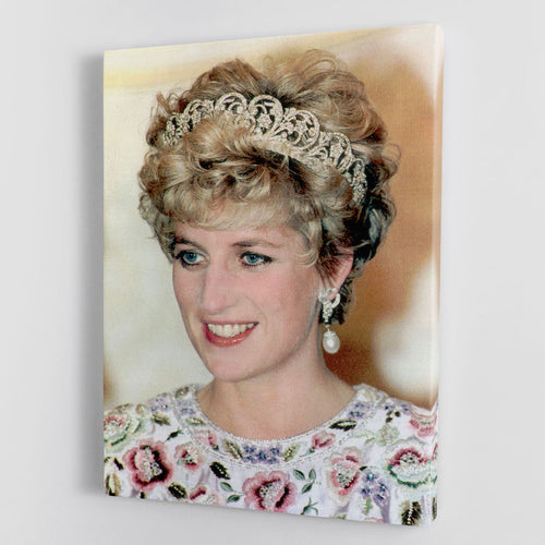 Princess Diana in a tiara at a dinner in Seoul South Korea Canvas Prin