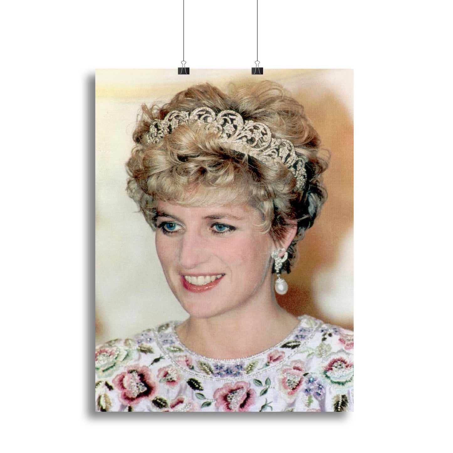 Princess Diana in a tiara at a dinner in Seoul South Korea Canvas Prin
