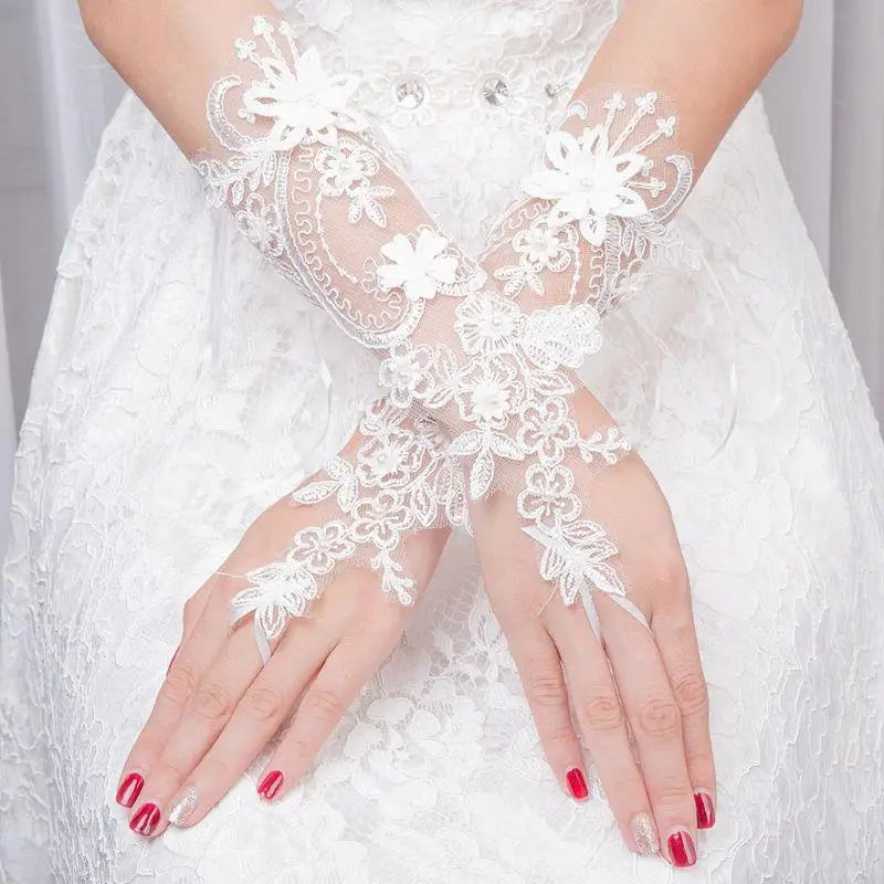 C9GE Princess Elegant Lace Fingerless Loop Gloves Dinner Party Pageant