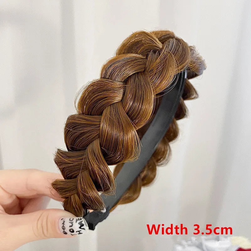 Women Synthetic Wig Twist Braided Hair Bands Fashion Braids Hair Accessories Women Bohemian Nature Headband Stretch for Party