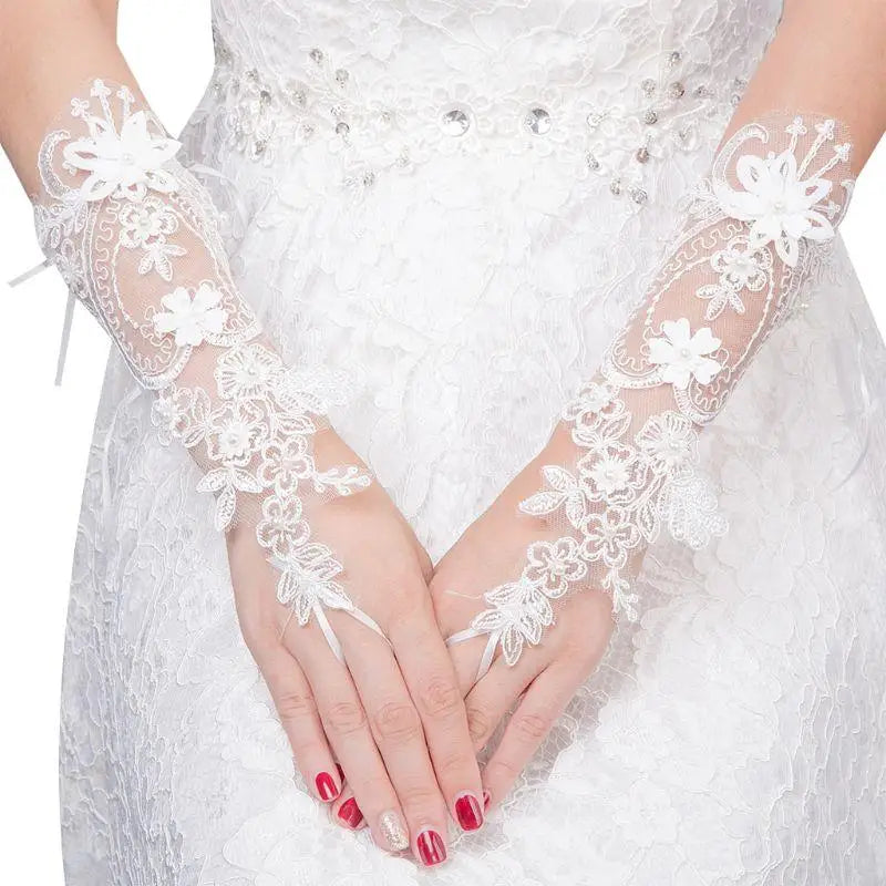 C9GE Princess Elegant Lace Fingerless Loop Gloves Dinner Party Pageant