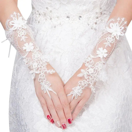 C9GE Princess Elegant Lace Fingerless Loop Gloves Dinner Party Pageant