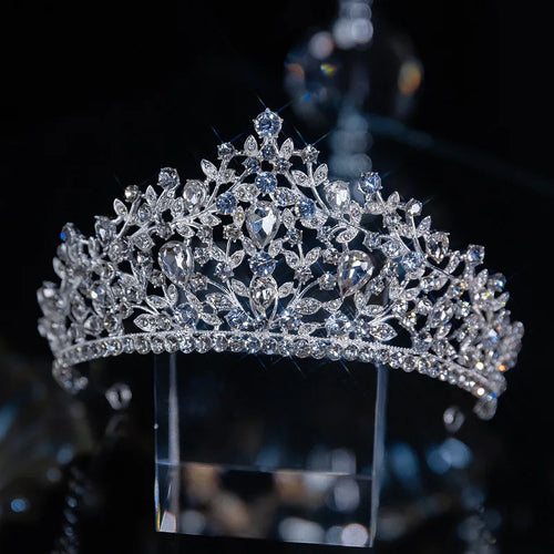 KMVEXO Baroque Luxury Crystal Bridal Tiaras Cubic Zircon Crown