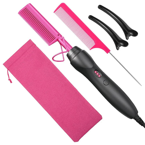 Hot Comb Hair Straightener Heat Pressing Combs Portable Ceramic