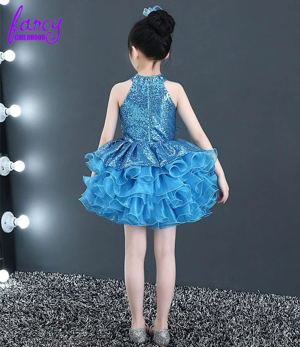 Children Beaded Top Layers Wedding Party Dresses Size 2 To 10 Baby