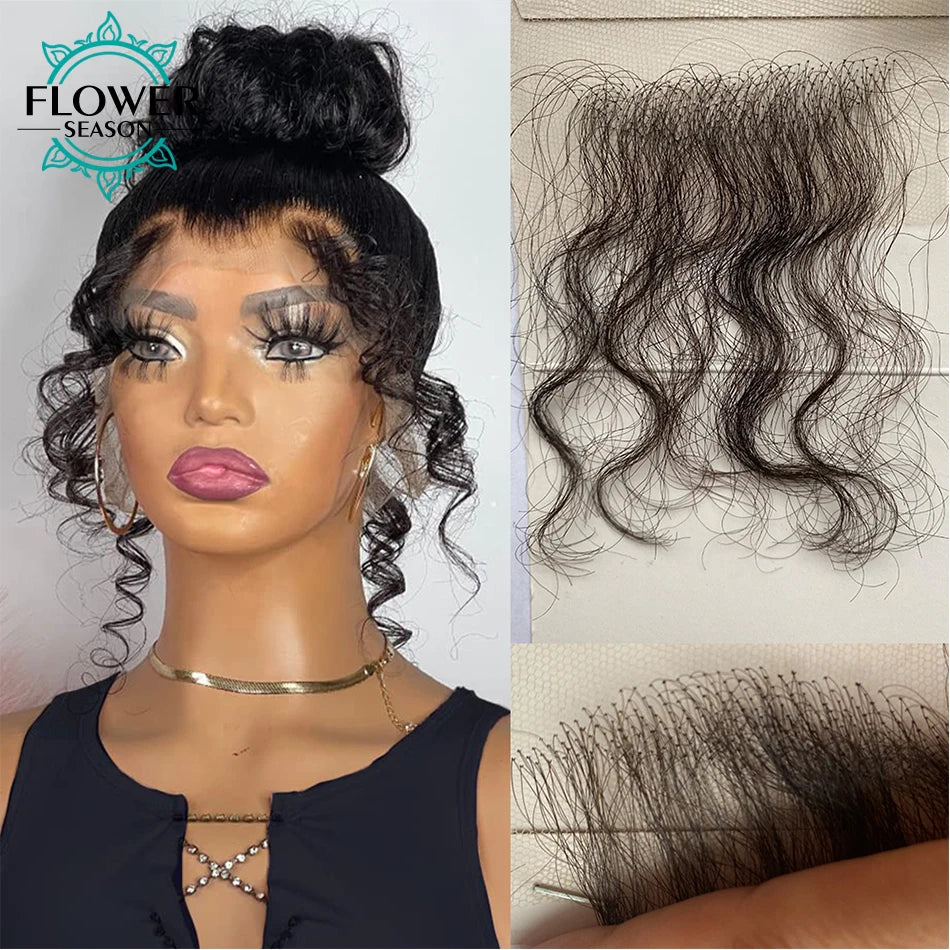 HD Lace Baby Hair Stripes 4Pcs Curly Human Hair Baby Hair Edge Body Wave Swiss Lace Hairline Baby Hair Strips for Women