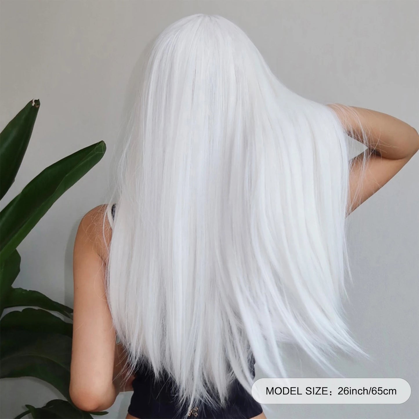 HENRY MARGU White Long Straight Synthetic Wigs for Women Colorful