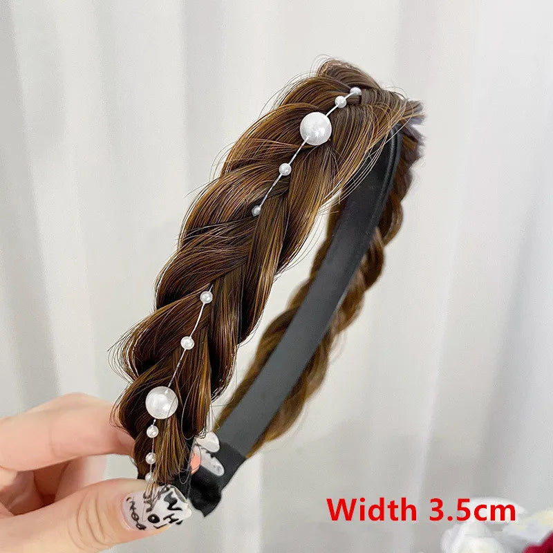 Women Synthetic Wig Twist Braided Hair Bands Fashion Braids Hair Accessories Women Bohemian Nature Headband Stretch for Party