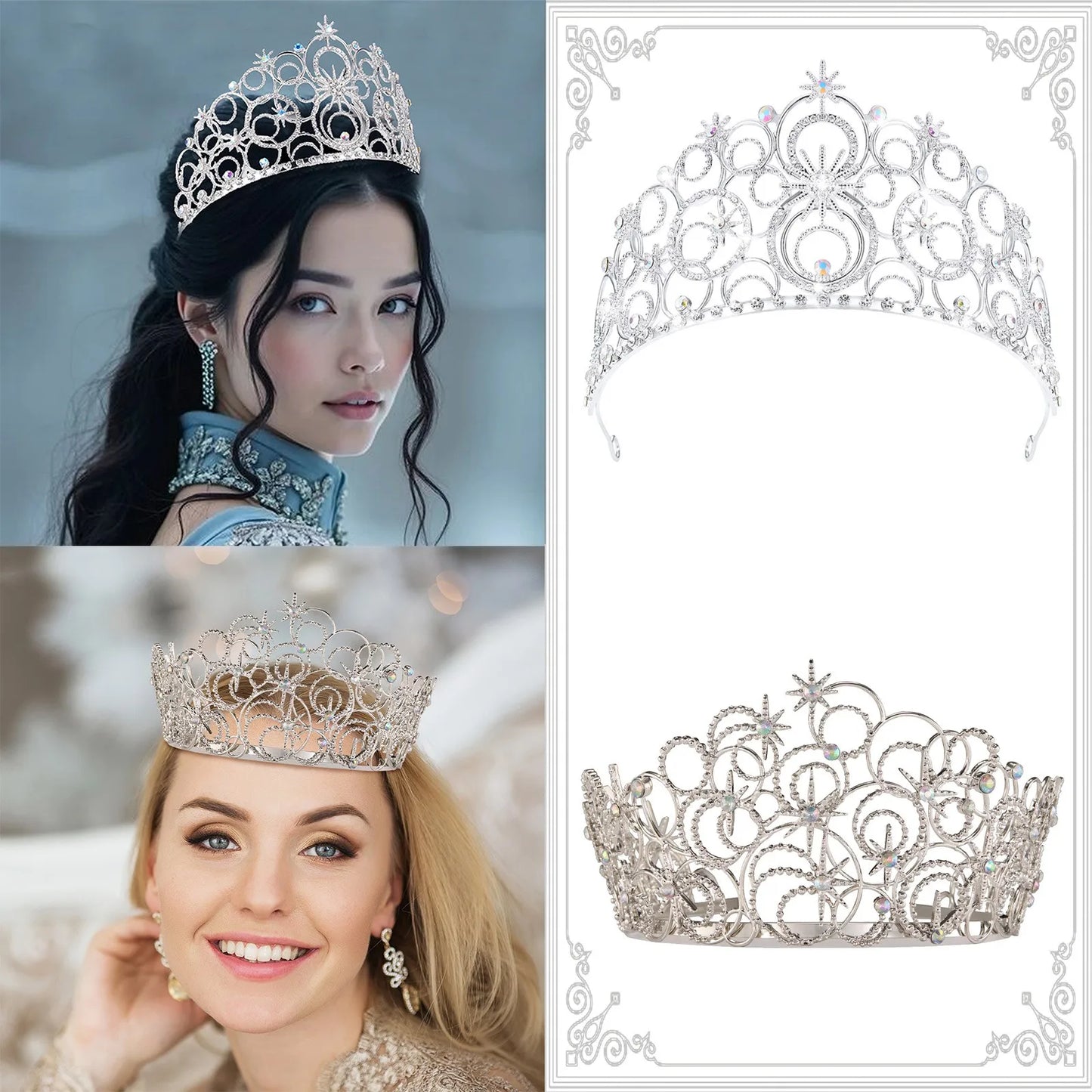 Elegant Bubble Crown For Beauty Pageant And Wedding Headdress High-End