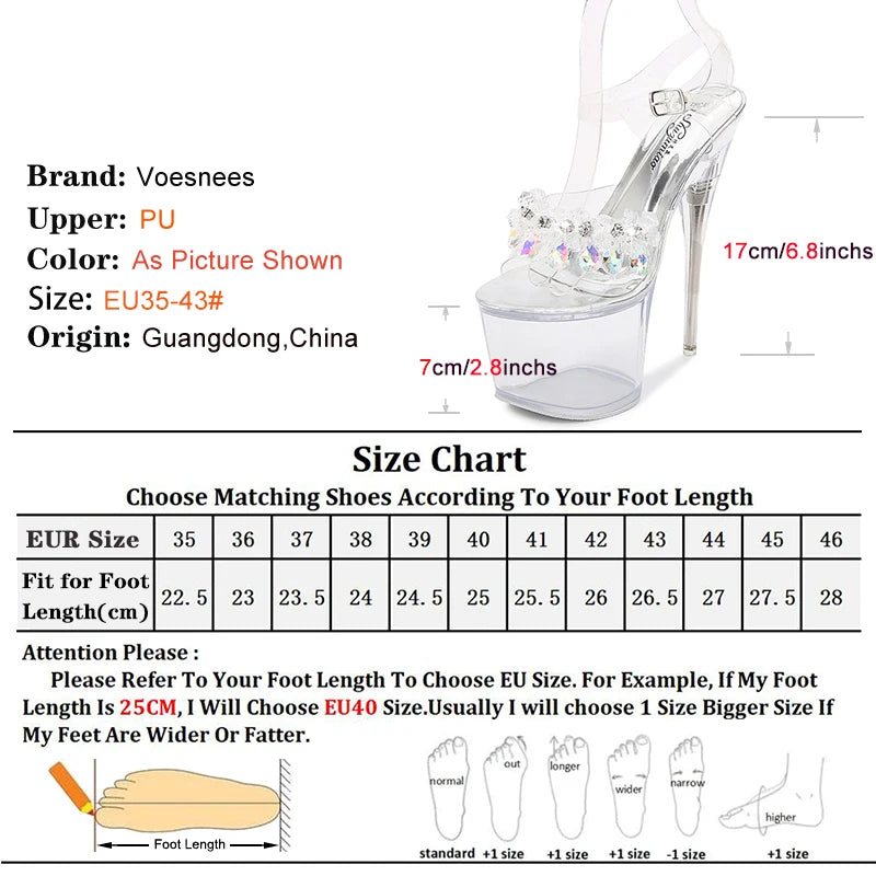 Women's Sandals 2024 Summer New Water Diamond Transparent Face