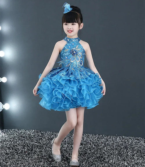 Children Beaded Top Layers Wedding Party Dresses Size 2 To 10 Baby