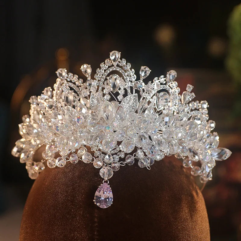 KMVEXO Baroque Luxury Crystal Bridal Tiaras Cubic Zircon Crown