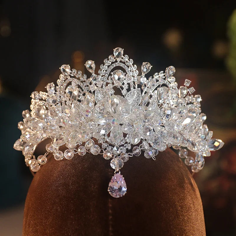 KMVEXO Baroque Luxury Crystal Bridal Tiaras Cubic Zircon Crown