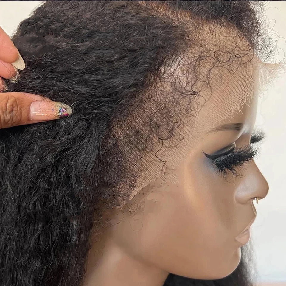 13x4 Kinky Straight Lace Front Human Hair Wigs For Women Glueless 4C Baby Hair Lace Front Wigs 4x4 Yaki Straight Wig Preplucked