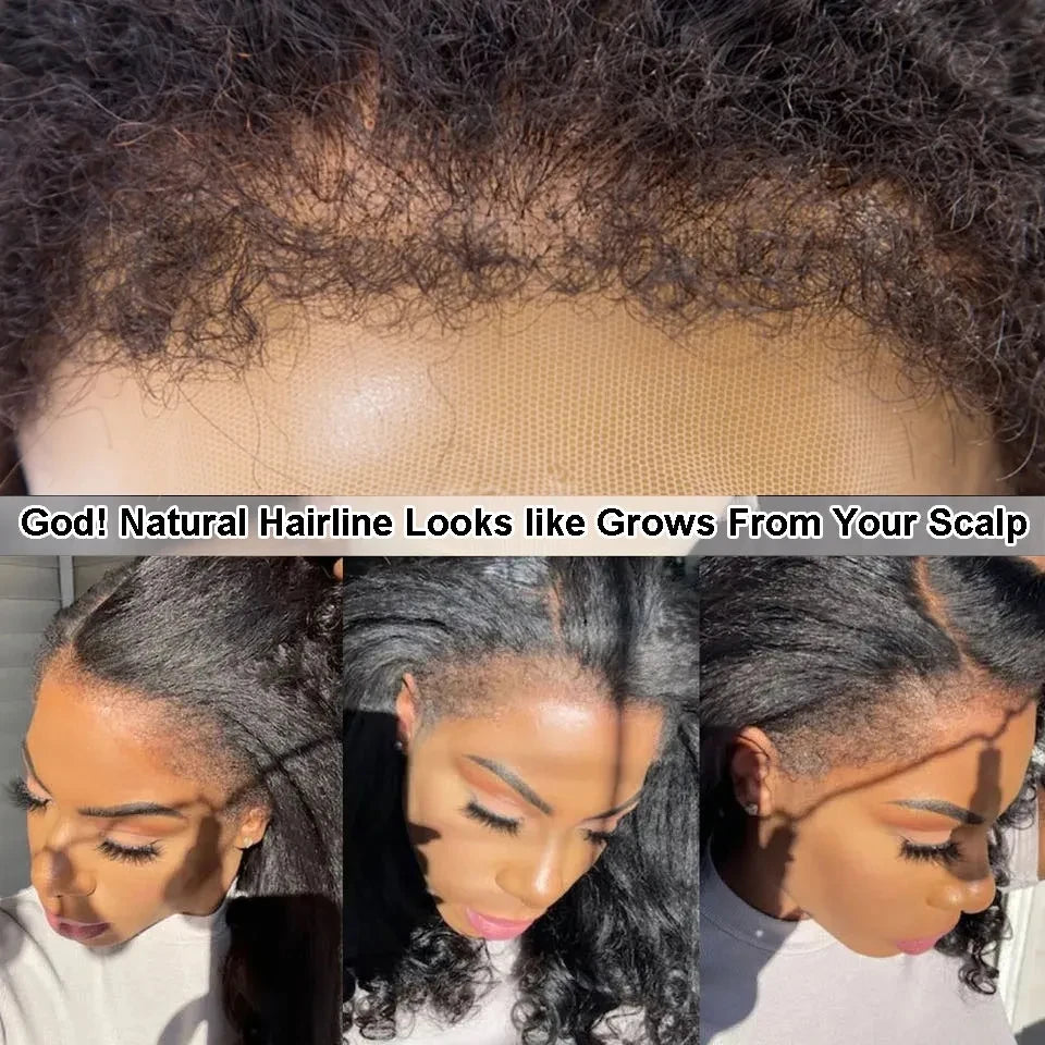 13x4 Kinky Straight Lace Front Human Hair Wigs For Women Glueless 4C Baby Hair Lace Front Wigs 4x4 Yaki Straight Wig Preplucked