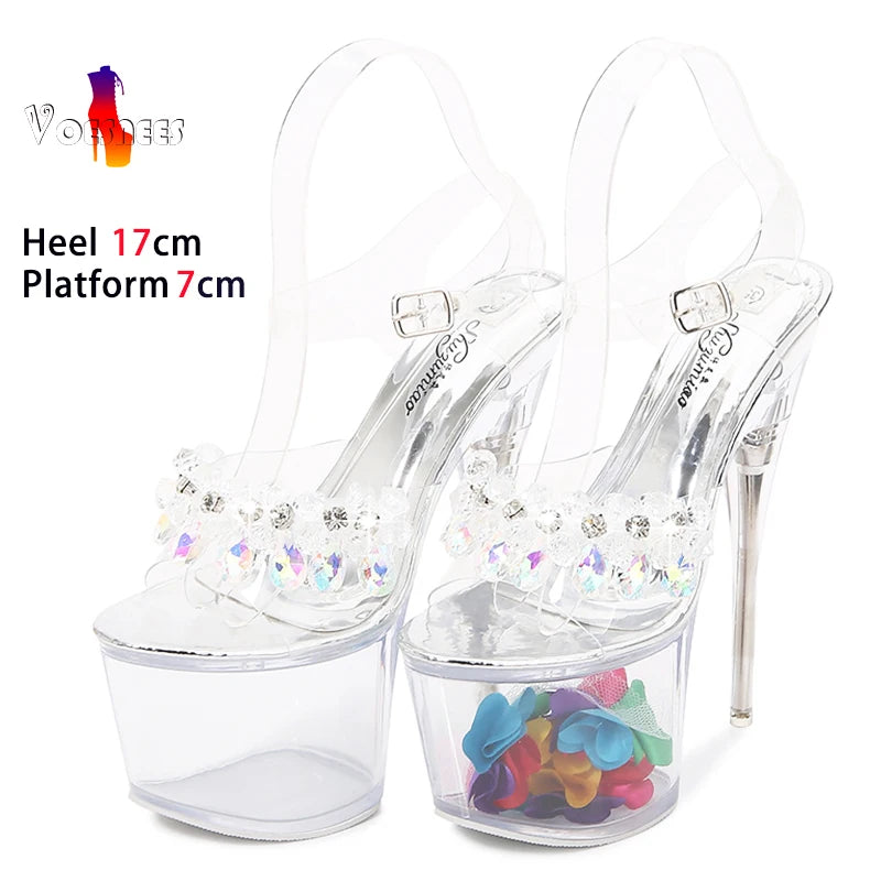 Women's Sandals 2024 Summer New Water Diamond Transparent Face