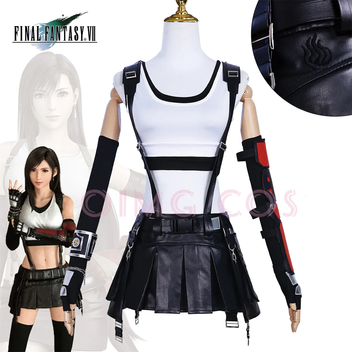 Tifa Lockhart Cosplay Costume Carnival Uniform Wig Anime Halloween