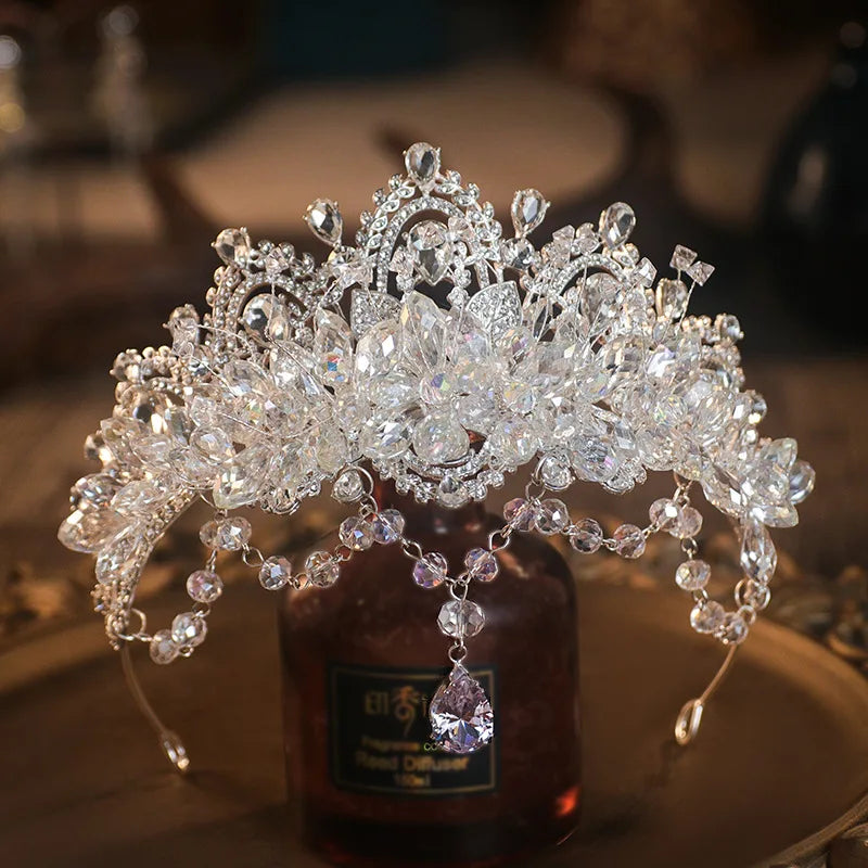 KMVEXO Baroque Luxury Crystal Bridal Tiaras Cubic Zircon Crown