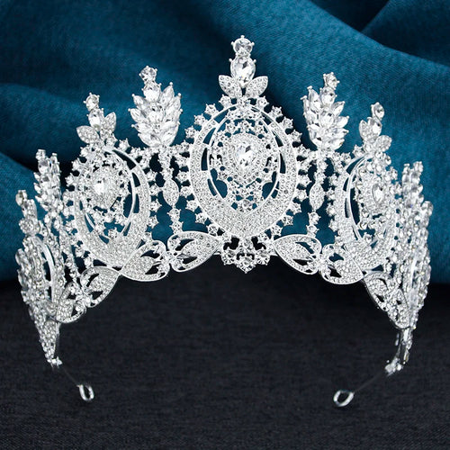 AB Crystal Pageant Miss Bridal Crown Vintage Baroque Rhinestone Big