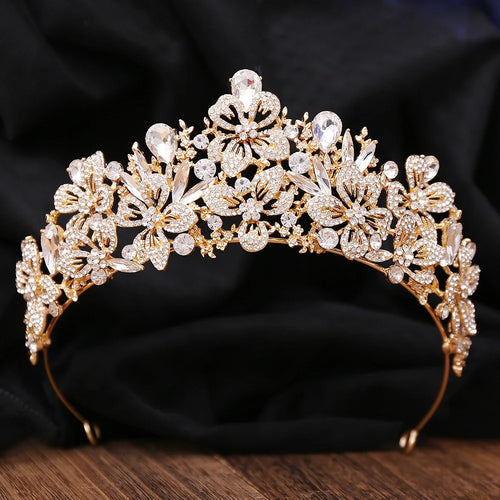 New Exquisite Butterfly Floral AB Color Crystal Crown Rhinestone