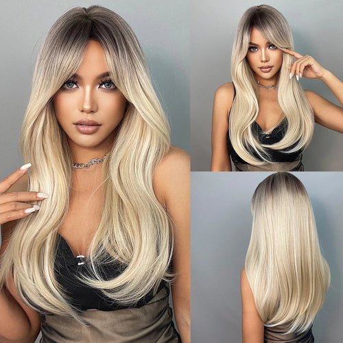 HENRY MARGU White Long Straight Synthetic Wigs for Women Colorful