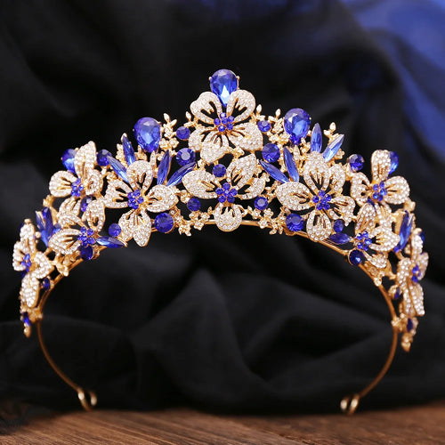New Exquisite Butterfly Floral AB Color Crystal Crown Rhinestone