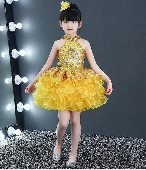 Children Beaded Top Layers Wedding Party Dresses Size 2 To 10 Baby