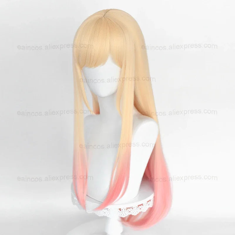 Anime Marin Kitagawa Cosplay Wigs 80cm Long Straight Pink Dyed