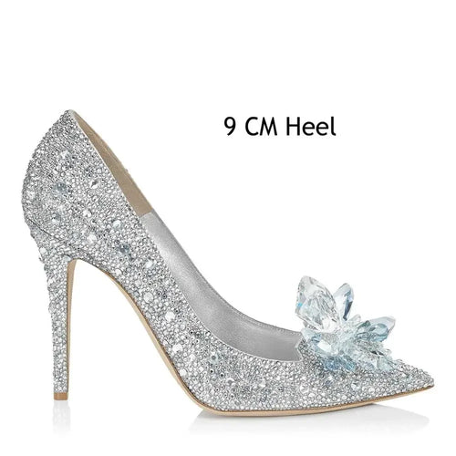 Luxury Brand Crystal Wedding Shoes for Women Pointed Toe Cinderella