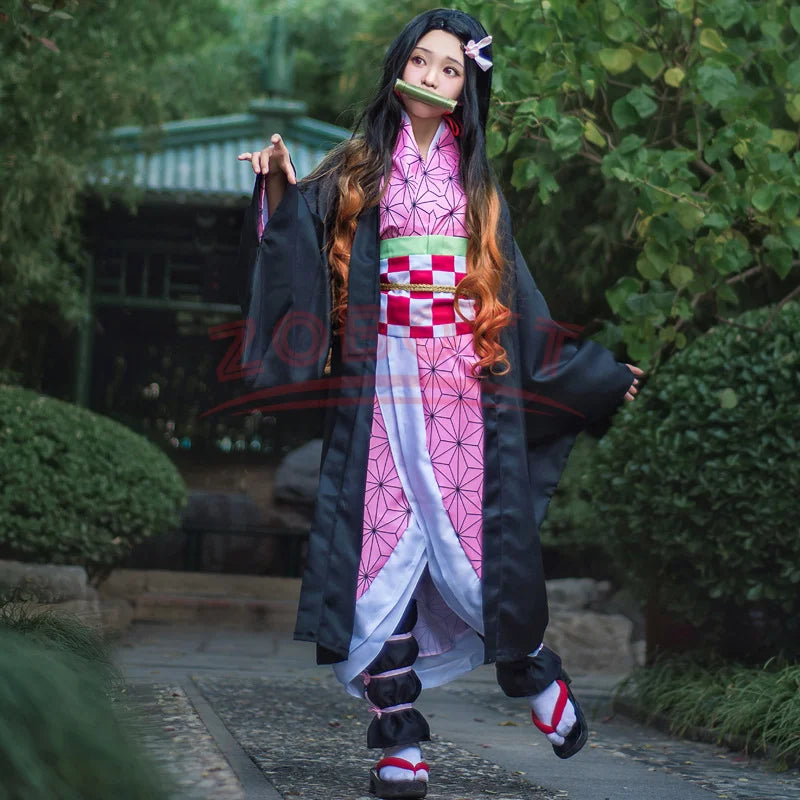 Anime Demon Slayer Nezuko Cosplay Costume Kimono Kimetsu No Yaiba