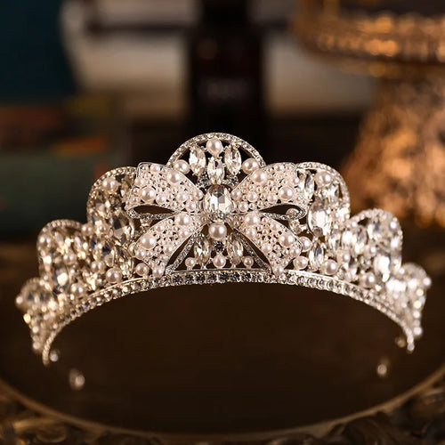 KMVEXO Baroque Luxury Crystal Bridal Tiaras Cubic Zircon Crown
