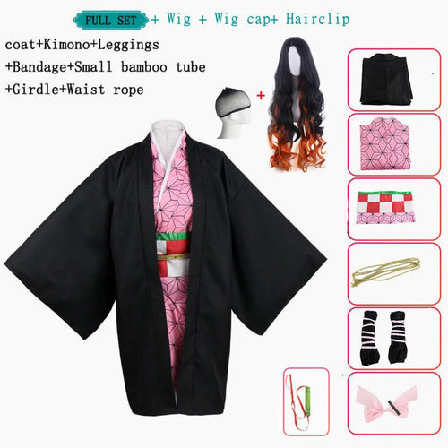 Anime Demon Slayer Nezuko Cosplay Costume Kimono Kimetsu No Yaiba
