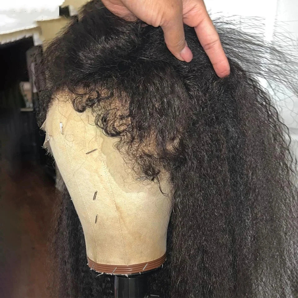 13x4 Kinky Straight Lace Front Human Hair Wigs For Women Glueless 4C Baby Hair Lace Front Wigs 4x4 Yaki Straight Wig Preplucked