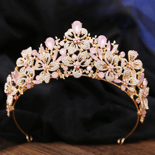 New Exquisite Butterfly Floral AB Color Crystal Crown Rhinestone