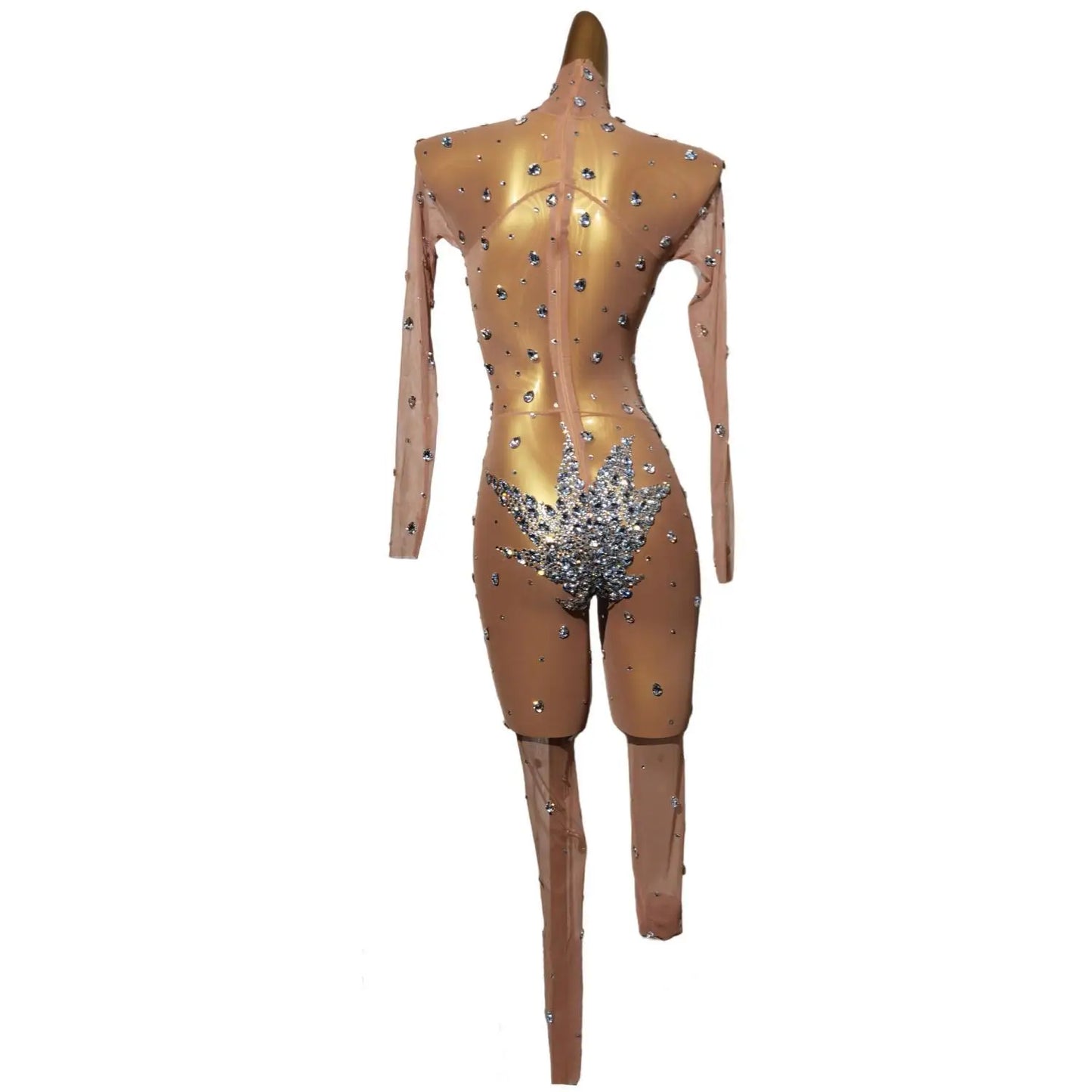 Celebrity's Sparkling Rhinestone Jumpsuit for Birthday Celebration