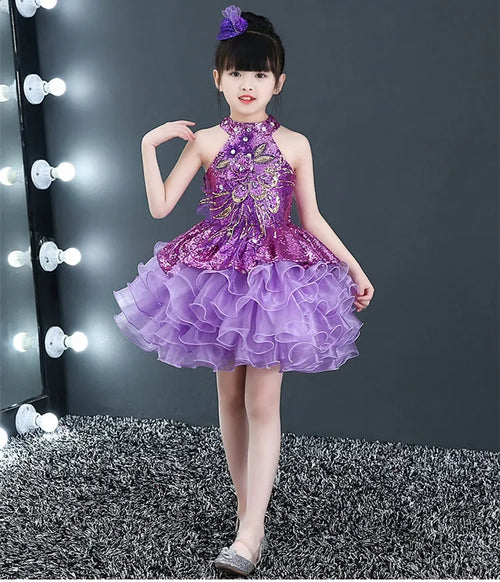 Children Beaded Top Layers Wedding Party Dresses Size 2 To 10 Baby